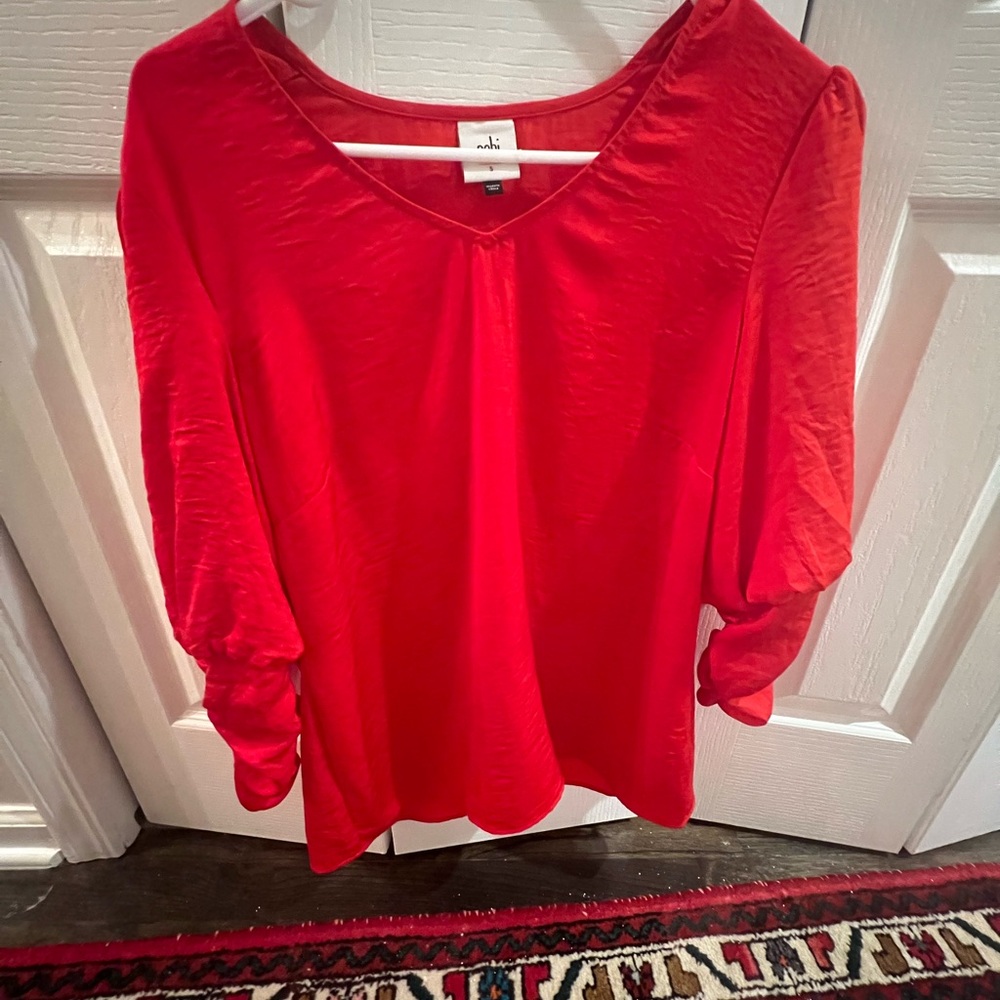 Cabi Long sleeved shirt with ruching on the sleeves
Color Res
Size Small